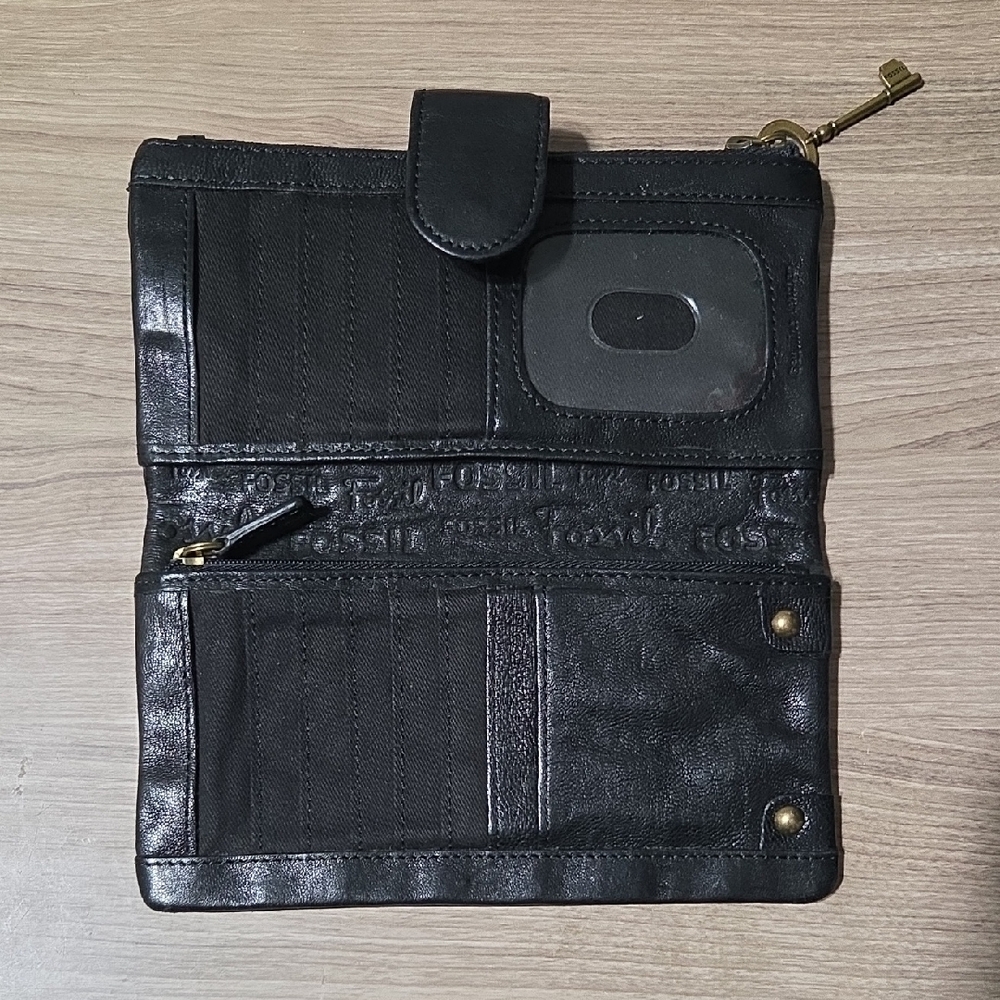 Fossil Black Leather Wallet with Gold Accents - Picture 3 of 7
